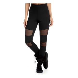 Black fishnet inset leggings